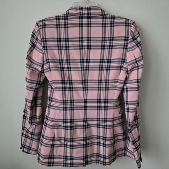 ARITZIA | SUNDAY BEST Pink Black Galt Plaid Double Breasted Blazer XS $168 - Picture 3 of 5